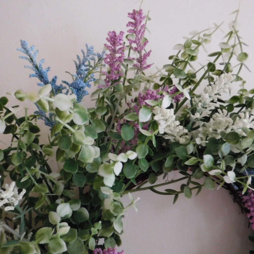 Wire Vine‎ Wreath, Lavender, Blue White Berries, Front Door, Spring, Summer